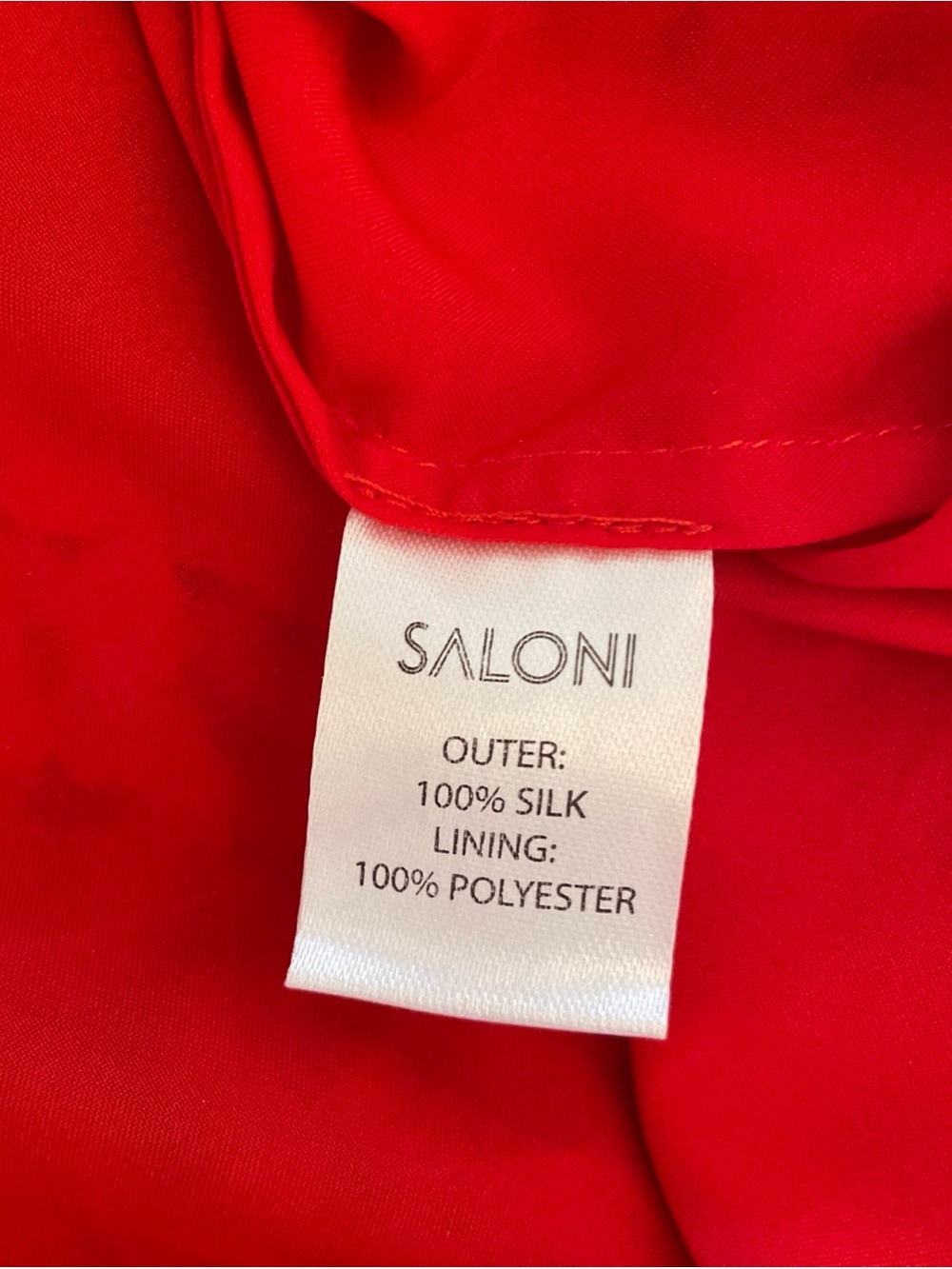 SALONI Red Printed Isa Ruffle Silk Midi Dress US 8/UK 12 MSRP $695 - Picture 7 of 16